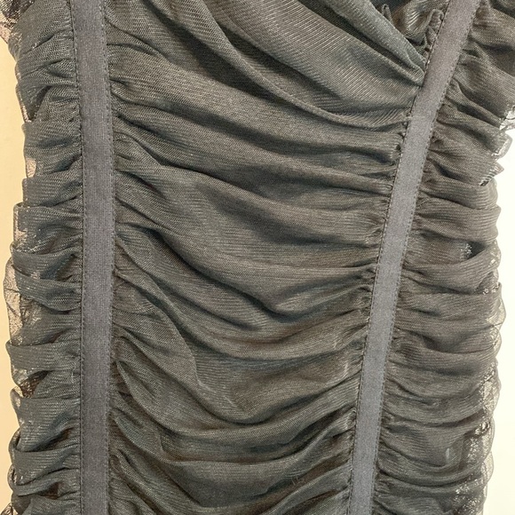 BCBG MazAzria | Black cap Sleeved Ruched Mini Cocktail Dress - Medium - Picture 4 of 8